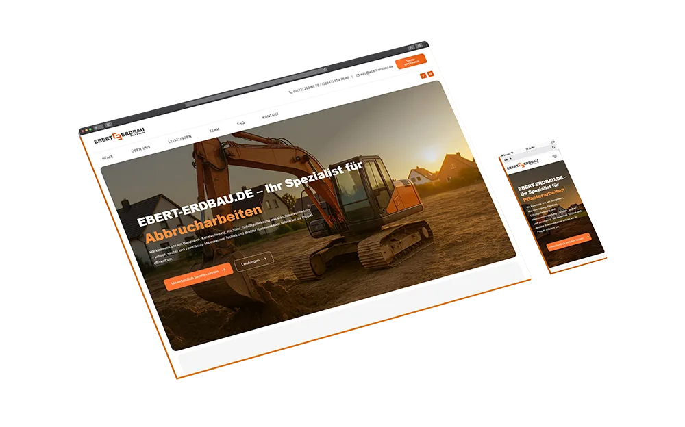 Webseite von Ebert Erdbau – gestaltet und umgesetzt von Black on White Werbeagentur