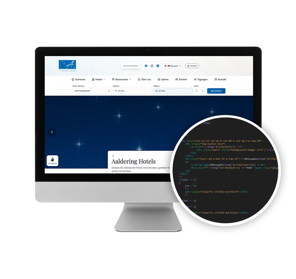 Webseite für Aaldering – programmiert und umgesetzt von Black on White